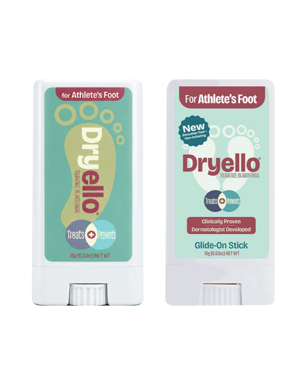 Dryello Athlete's Foot Treatment Stick, teal Original and mint Fragrance-Free