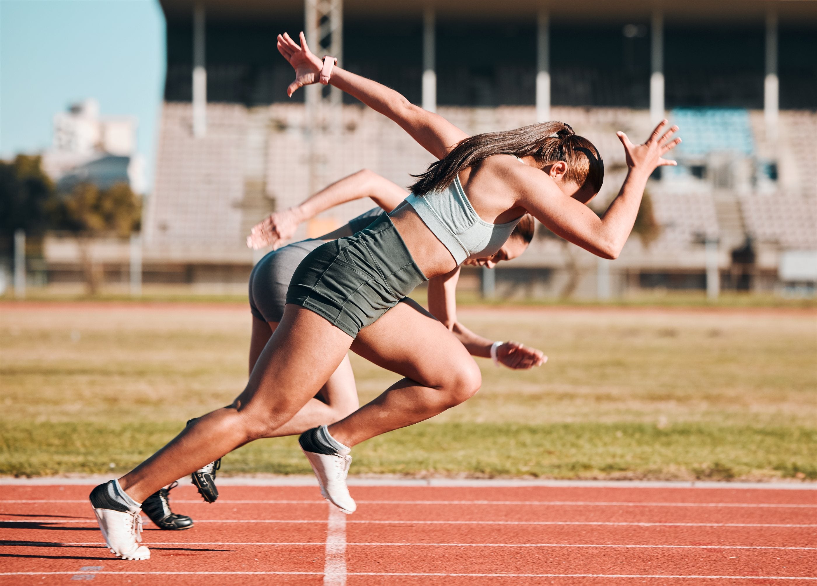 Athletes training outdoors